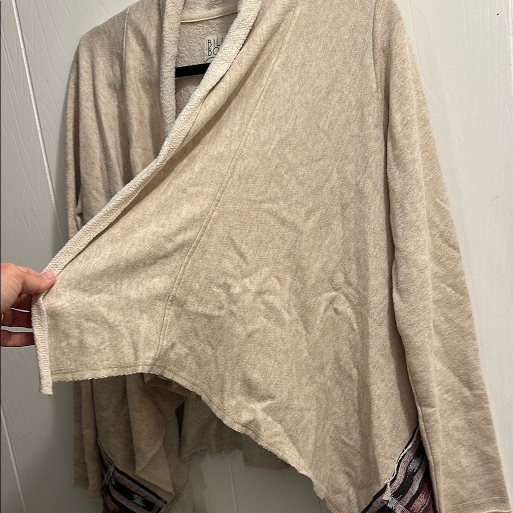 Billabong Cream Cardigan Asymmetrical Waterfall Knit - Picture 4 of 14